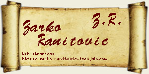 Žarko Ranitović vizit kartica